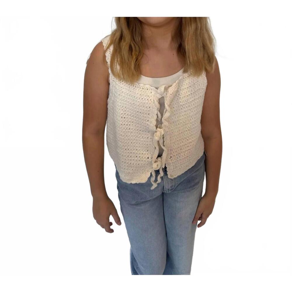 NEW ROMI THE BRAND girls' azure crochet tank in white
